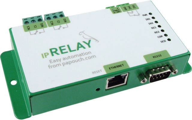 ipRelay modul s rozhraním Ethernet, dvěma relé a digitálními vstupy a sériovým portem RS232