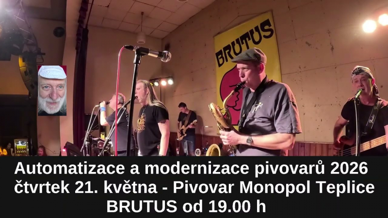 Pozvánka na koncert skupiny Brutus na konferenci Automatizace a modernizace pivovarů 2026