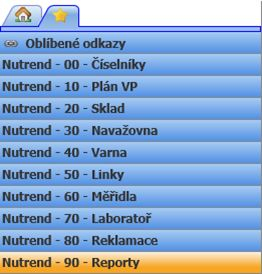 Obr. 1 COMES menu s přehledem implementovaných funkčností